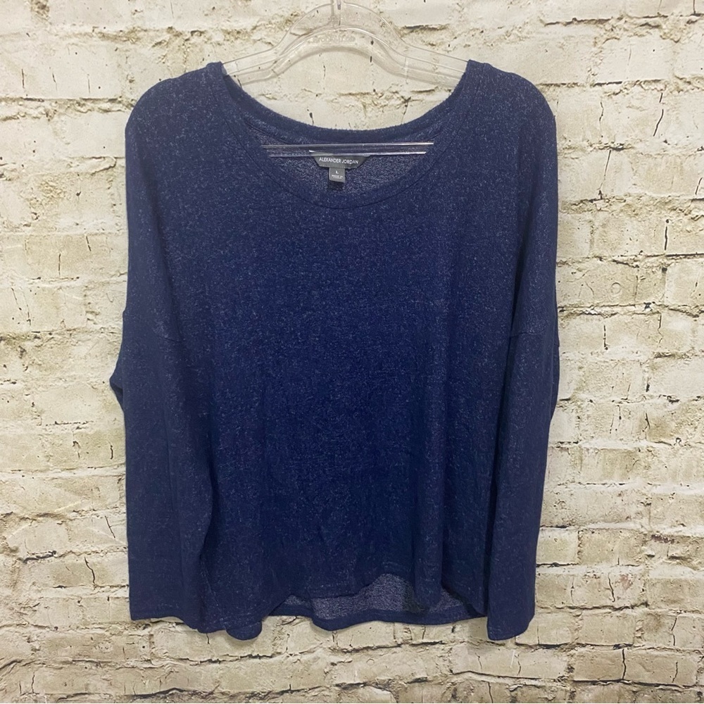 Alexander Jordan Blue Speckled Soft 3/4 Sleeve Pullover Sweater